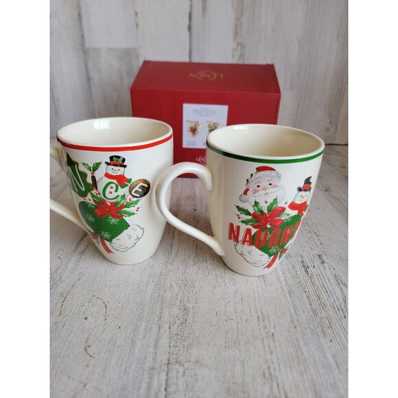 Lenox‎ holiday 14oz naughty nice mugs Xmas home decor set - Picture 5 of 6